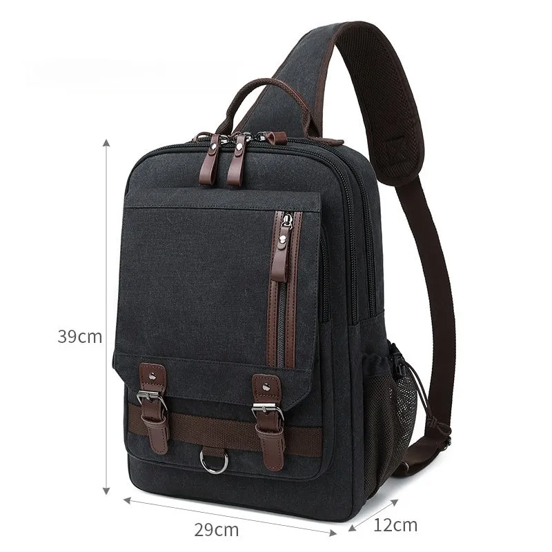Navy School Canvas Large Sling Bag For Men Business Canvas Sling Bag For Big Men