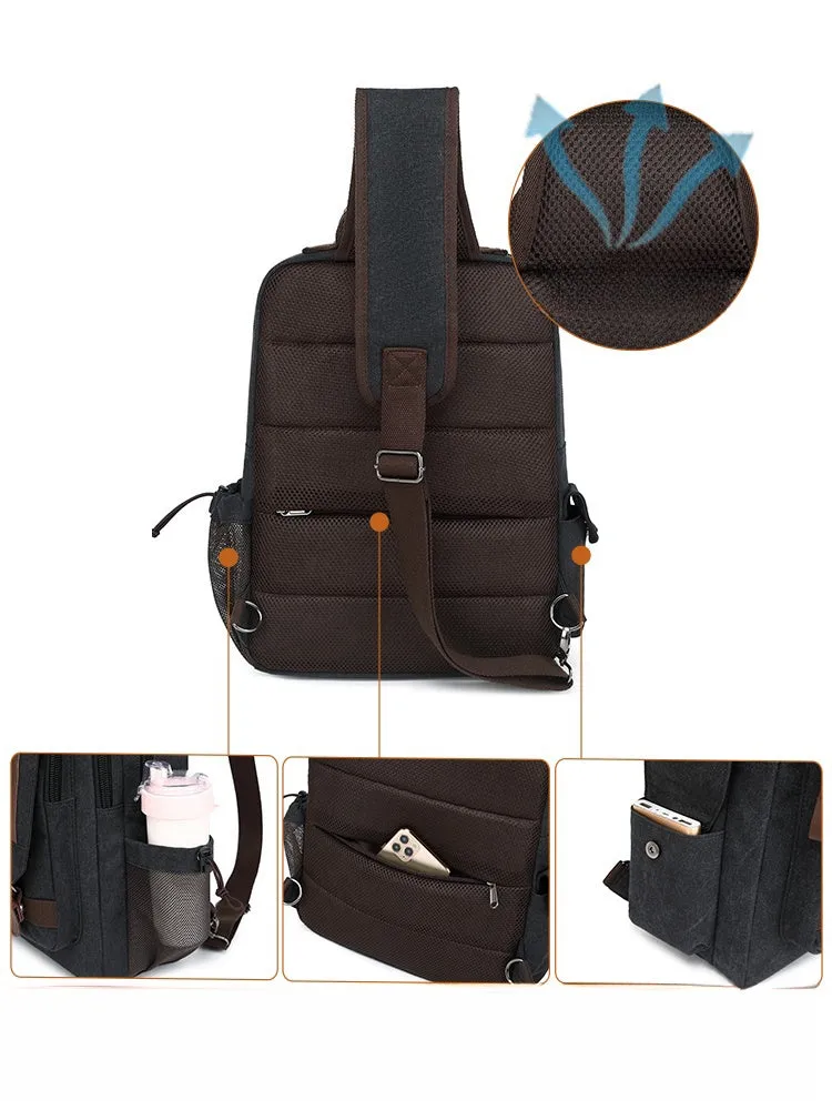 Navy School Canvas Large Sling Bag For Men Business Canvas Sling Bag For Big Men