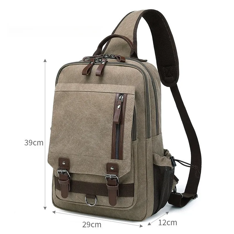 Navy School Canvas Large Sling Bag For Men Business Canvas Sling Bag For Big Men