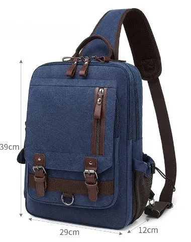 Navy School Canvas Large Sling Bag For Men Business Canvas Sling Bag For Big Men