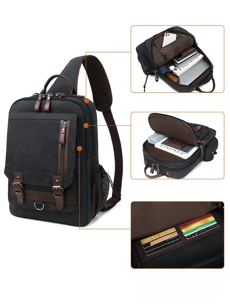Navy School Canvas Large Sling Bag For Men Business Canvas Sling Bag For Big Men
