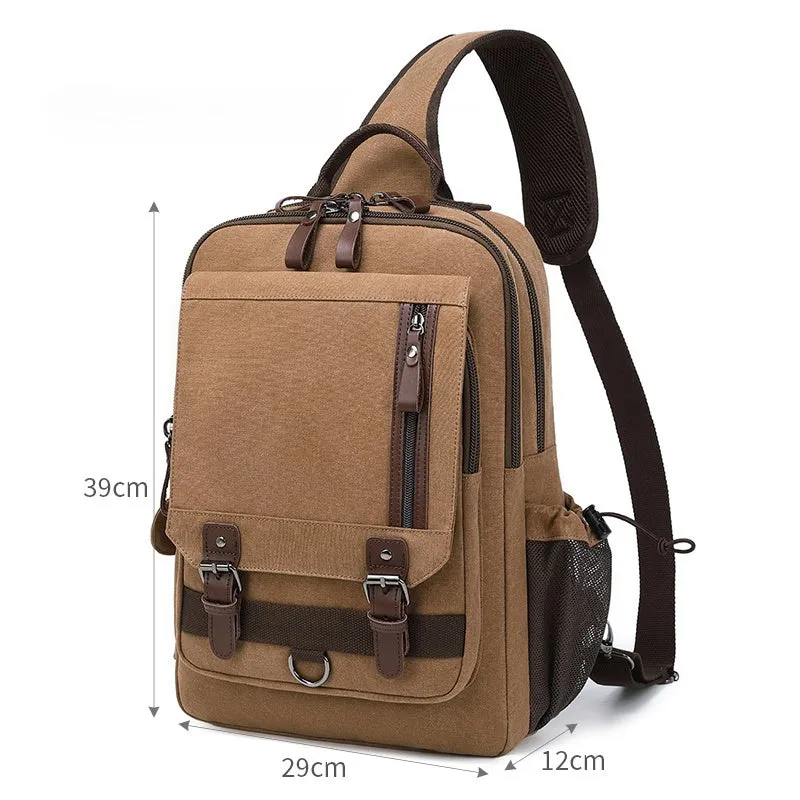 Navy School Canvas Large Sling Bag For Men Business Canvas Sling Bag For Big Men