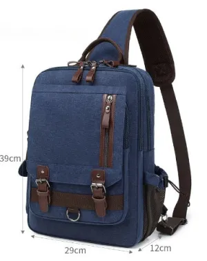 Navy School Canvas Large Sling Bag For Men Business Canvas Sling Bag For Big Men