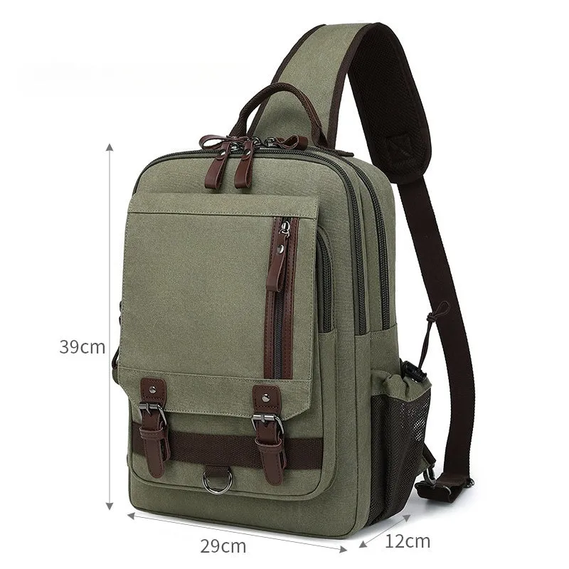 Navy School Canvas Large Sling Bag For Men Business Canvas Sling Bag For Big Men