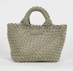 Neoprene Woven Handbag In Stone