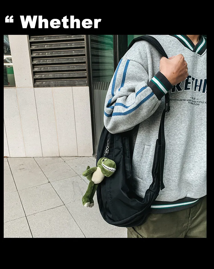Nylon Black Large Sling Bag For Men Big Sling Bag For Men Large Womens Sling Bag