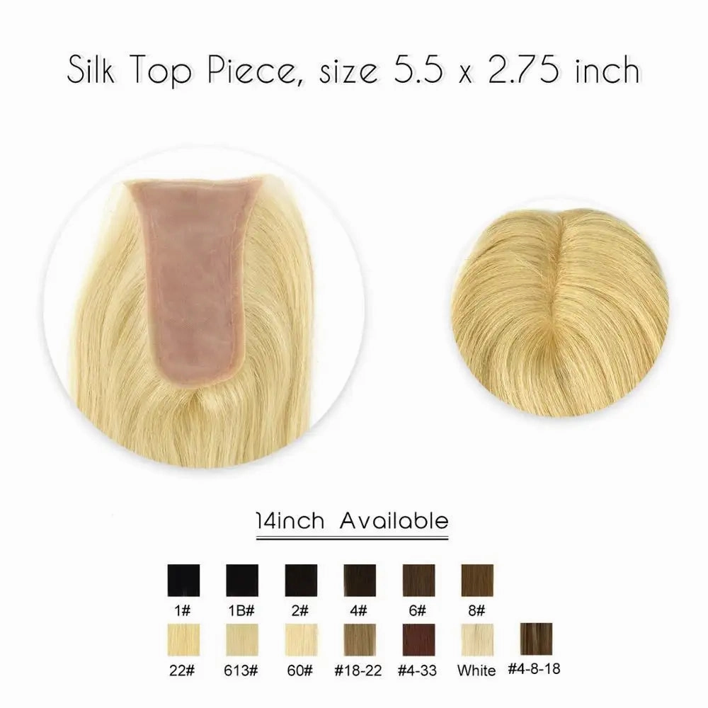 Oblong 14 Inch Silk Base Virgin Cuticle Remy Human Hair Topper