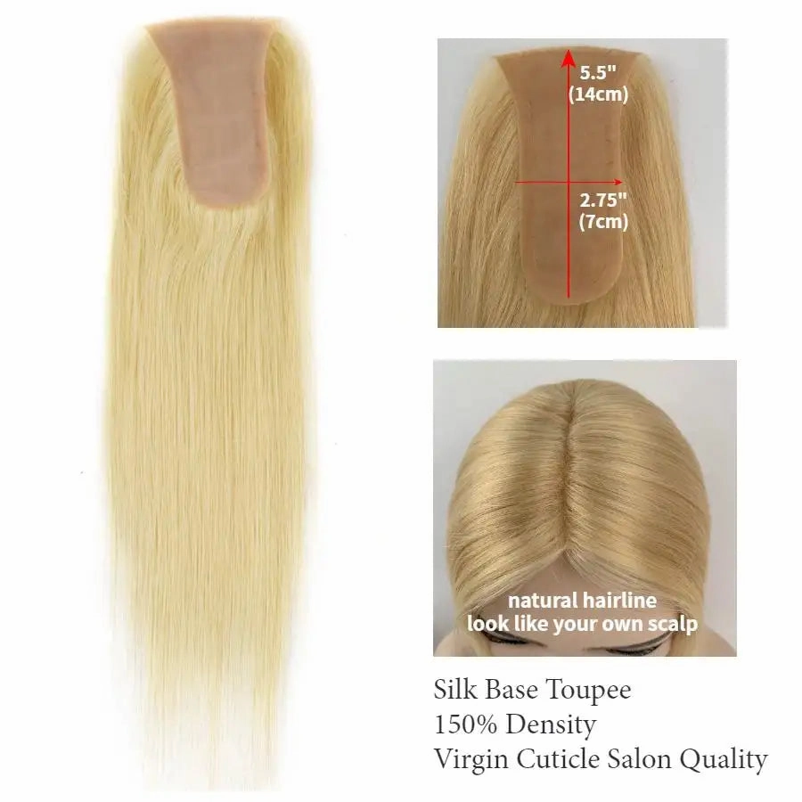 Oblong 14 Inch Silk Base Virgin Cuticle Remy Human Hair Topper