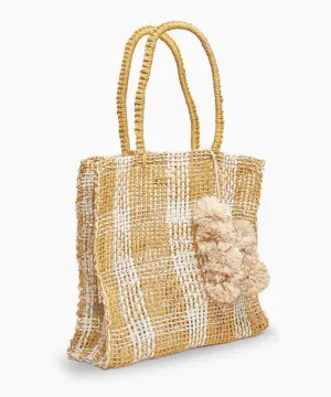 Olive Straw Tote Bag In Natural