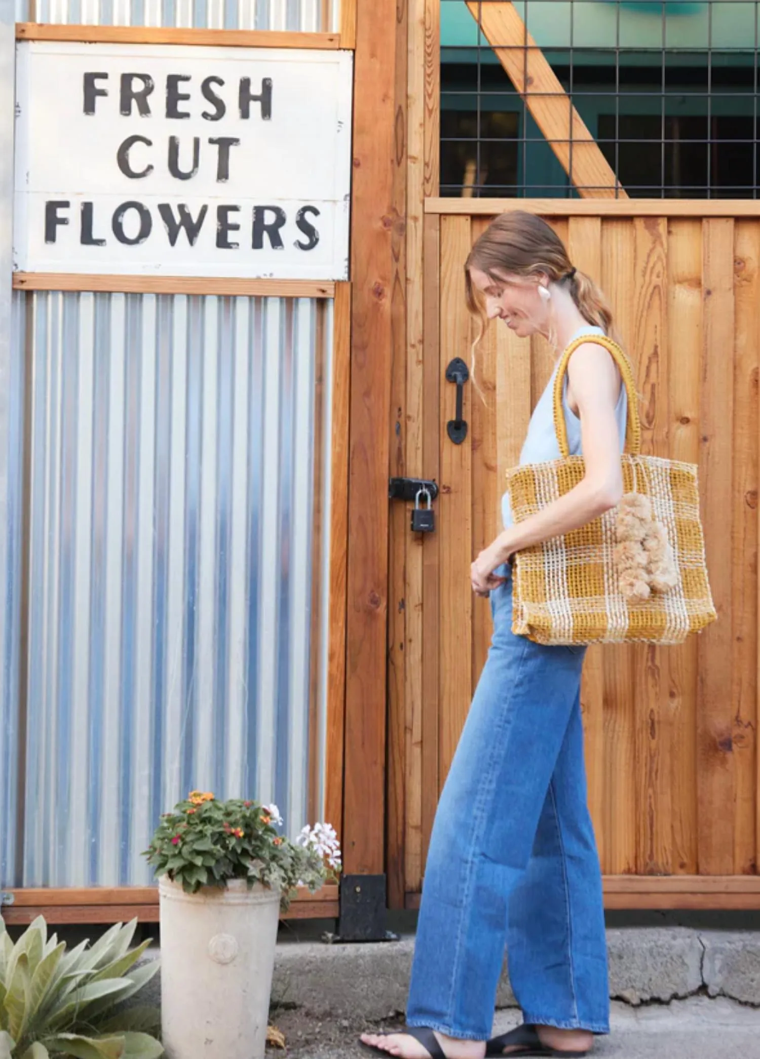 Olive Straw Tote Bag In Natural