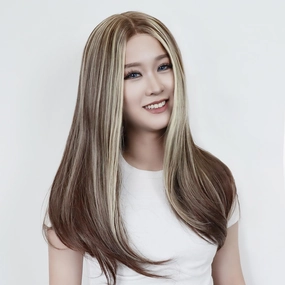 ON-SALE Taymay NEW Brown with Blonde highlight front lace T-part Straight T1FF030-5