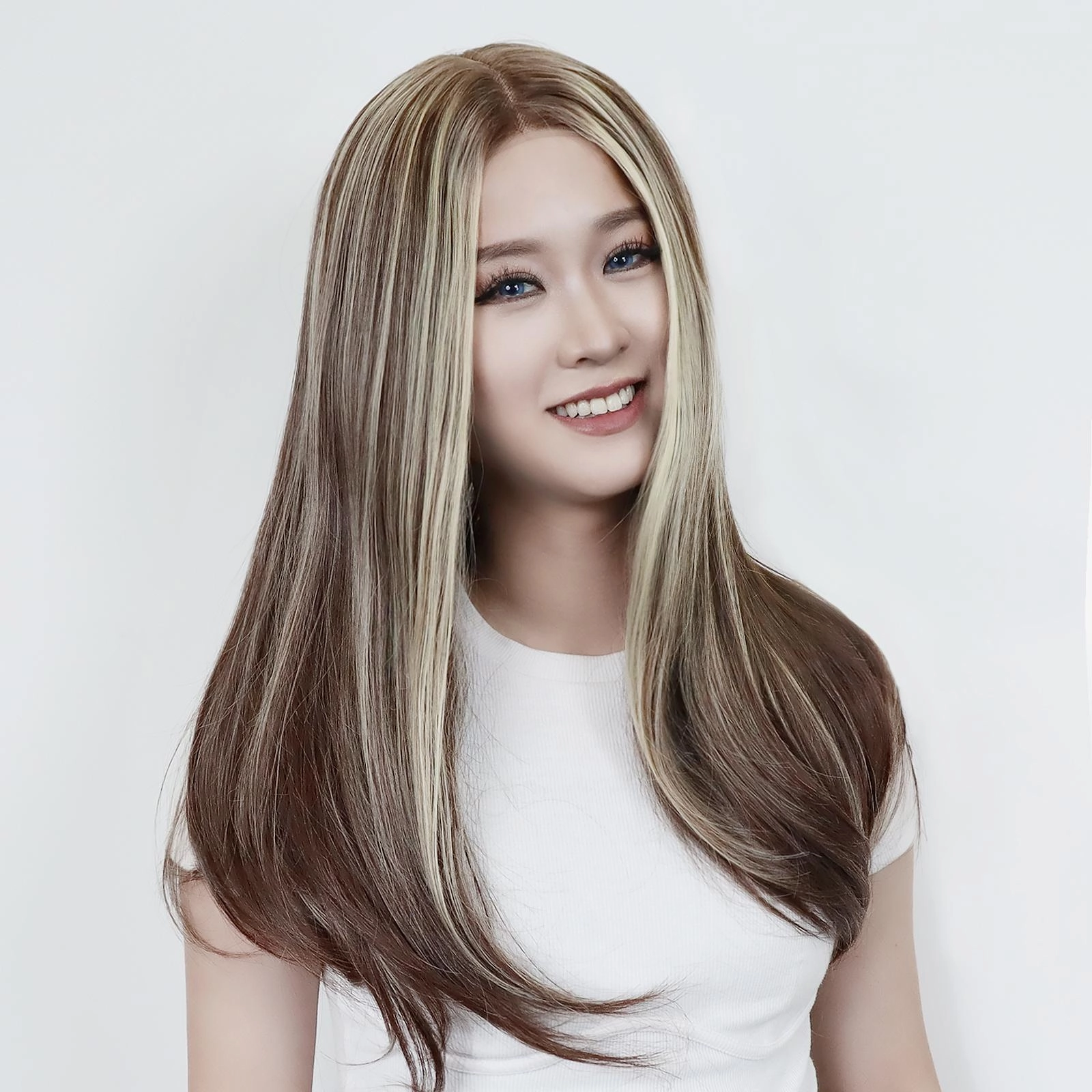 ON-SALE Taymay NEW Brown with Blonde highlight front lace T-part Straight T1FF030-5
