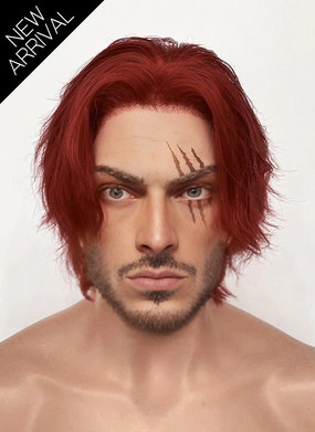 One Piece Figarland Shanks Auburn Wavy Lace Front Synthetic Men's Wig LF6120