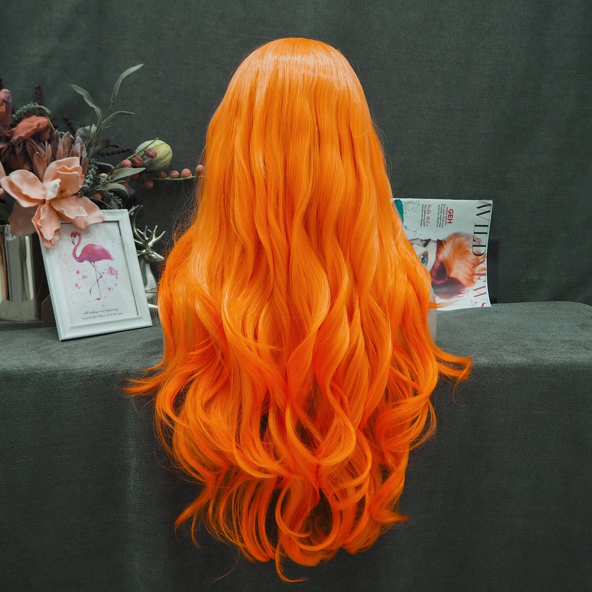Orange Synthetic Charming Women Girls Lace Front Wig
