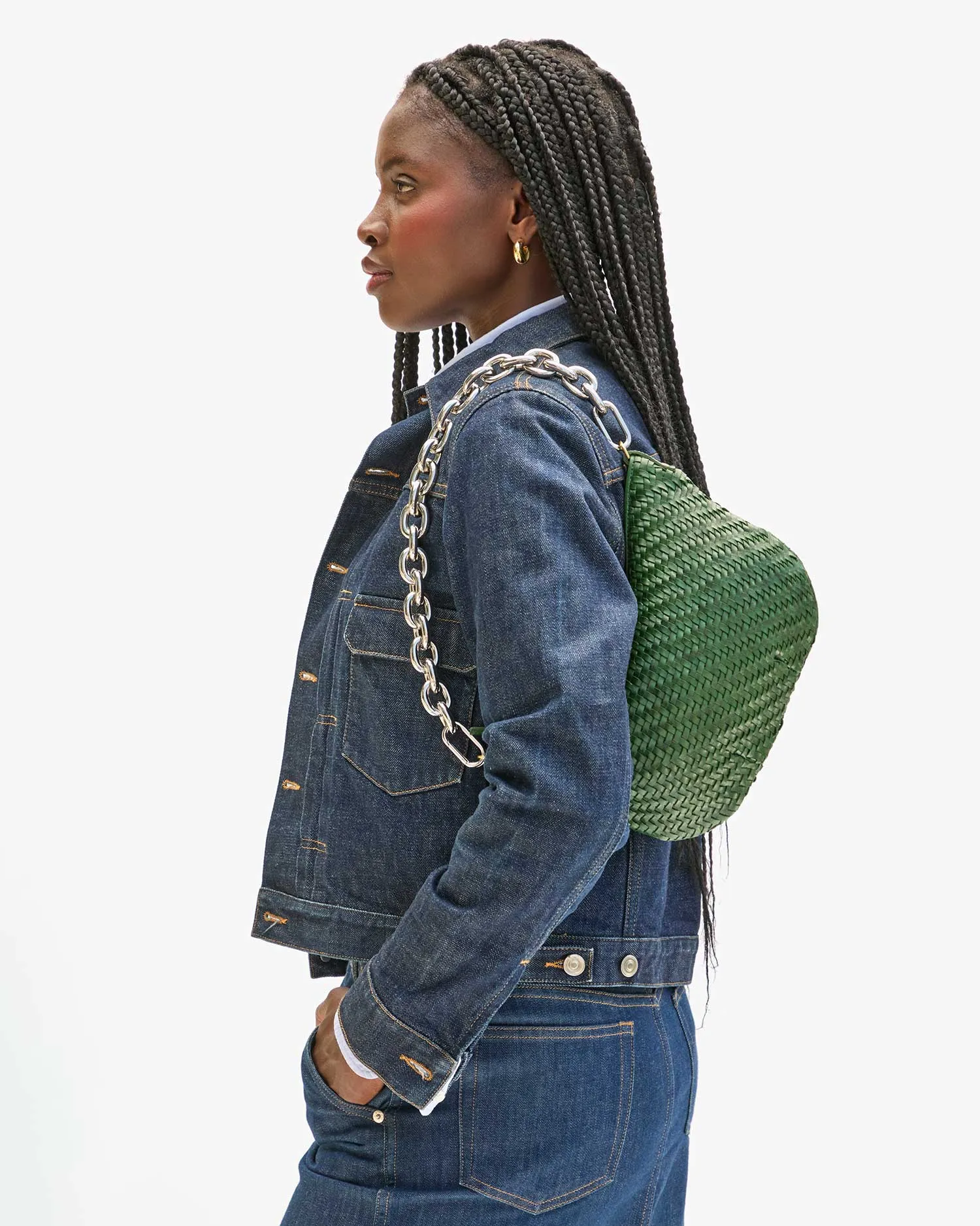 Petit Moyen Handbags - Crossbody - Petit Moyen Evergreen Woven Zig Zag