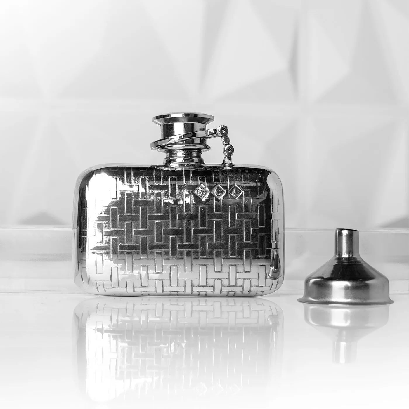 Pewter Flask with Fitted Captive Top, 2 Oz