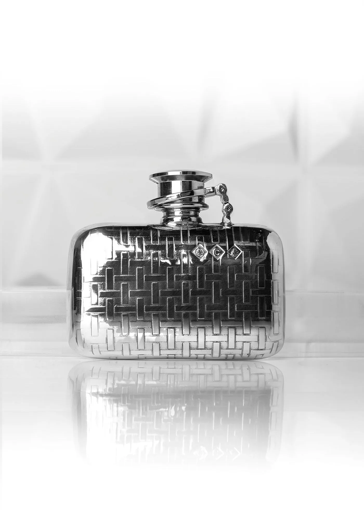 Pewter Flask with Fitted Captive Top, 2 Oz