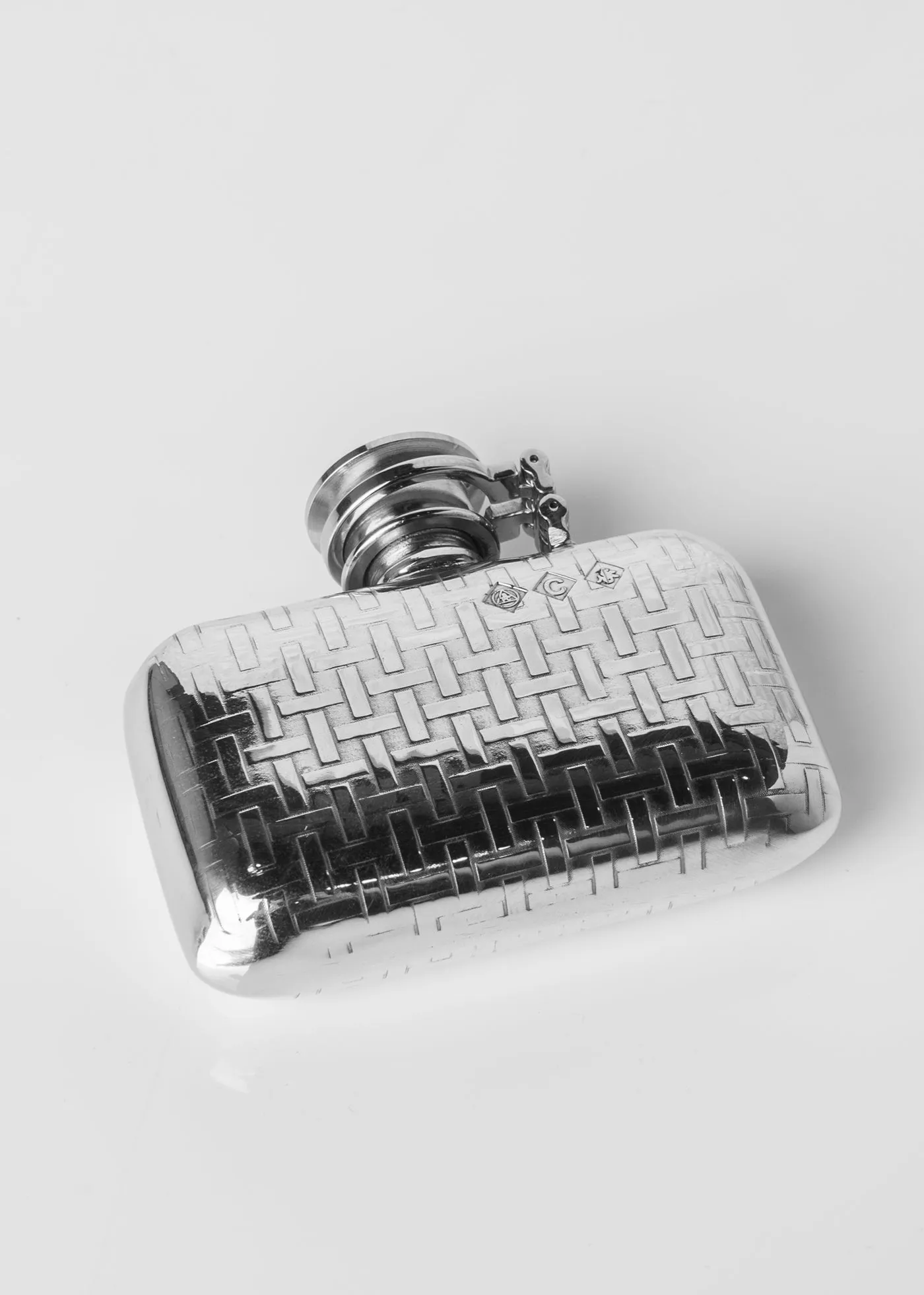 Pewter Flask with Fitted Captive Top, 2 Oz