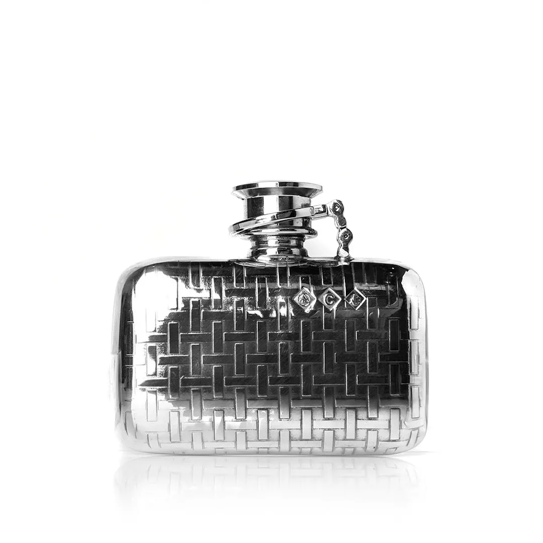 Pewter Flask with Fitted Captive Top, 2 Oz