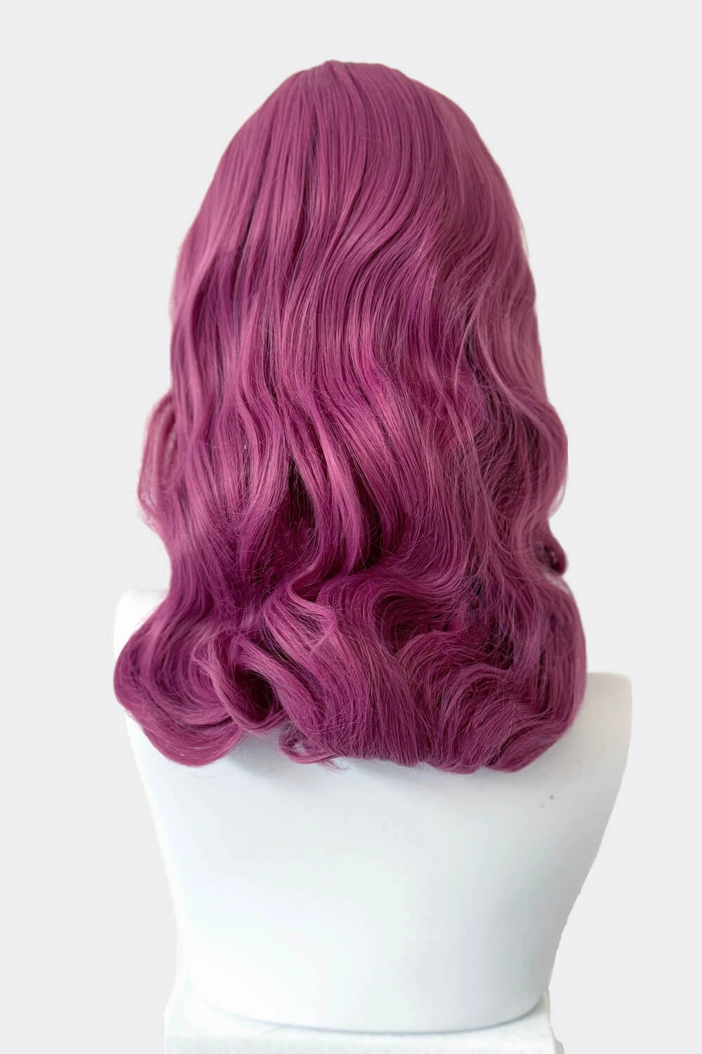 Pink pinup style wig, with finger waves and a short fringe, 1950s style: Stevie
