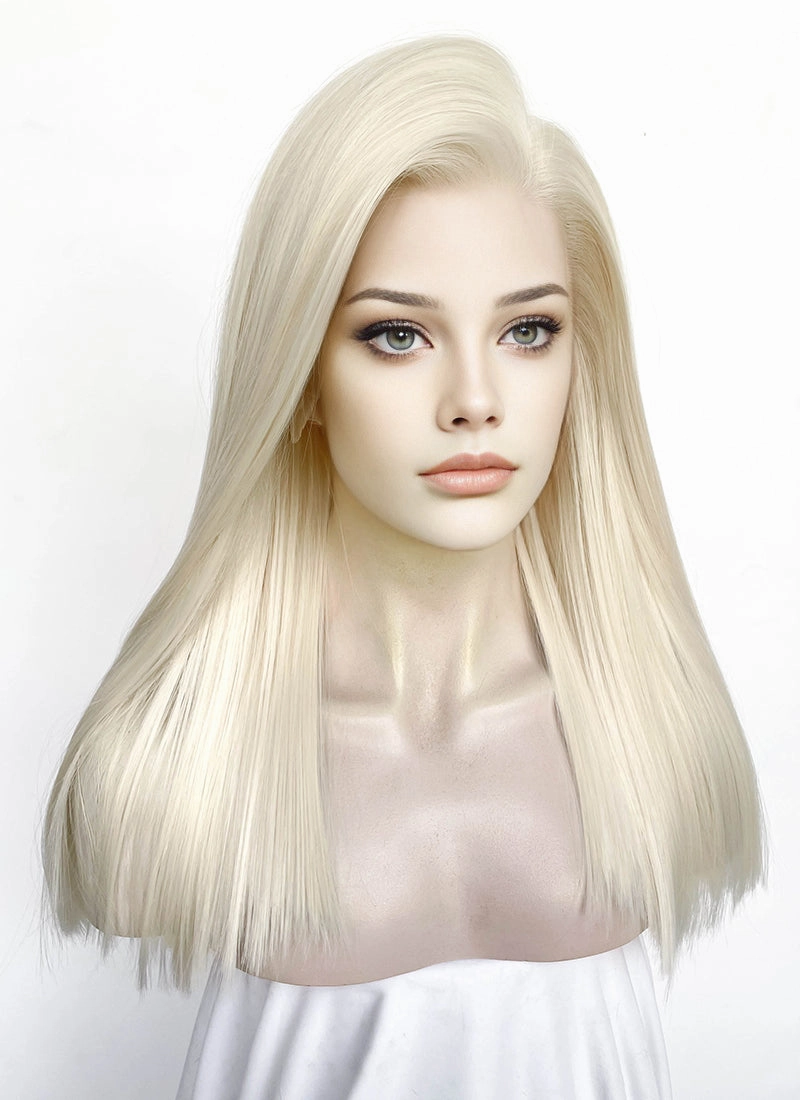 Platinum Blonde straight 13" x 6" Lace Top Lace Front Synthetic Wig LFS044