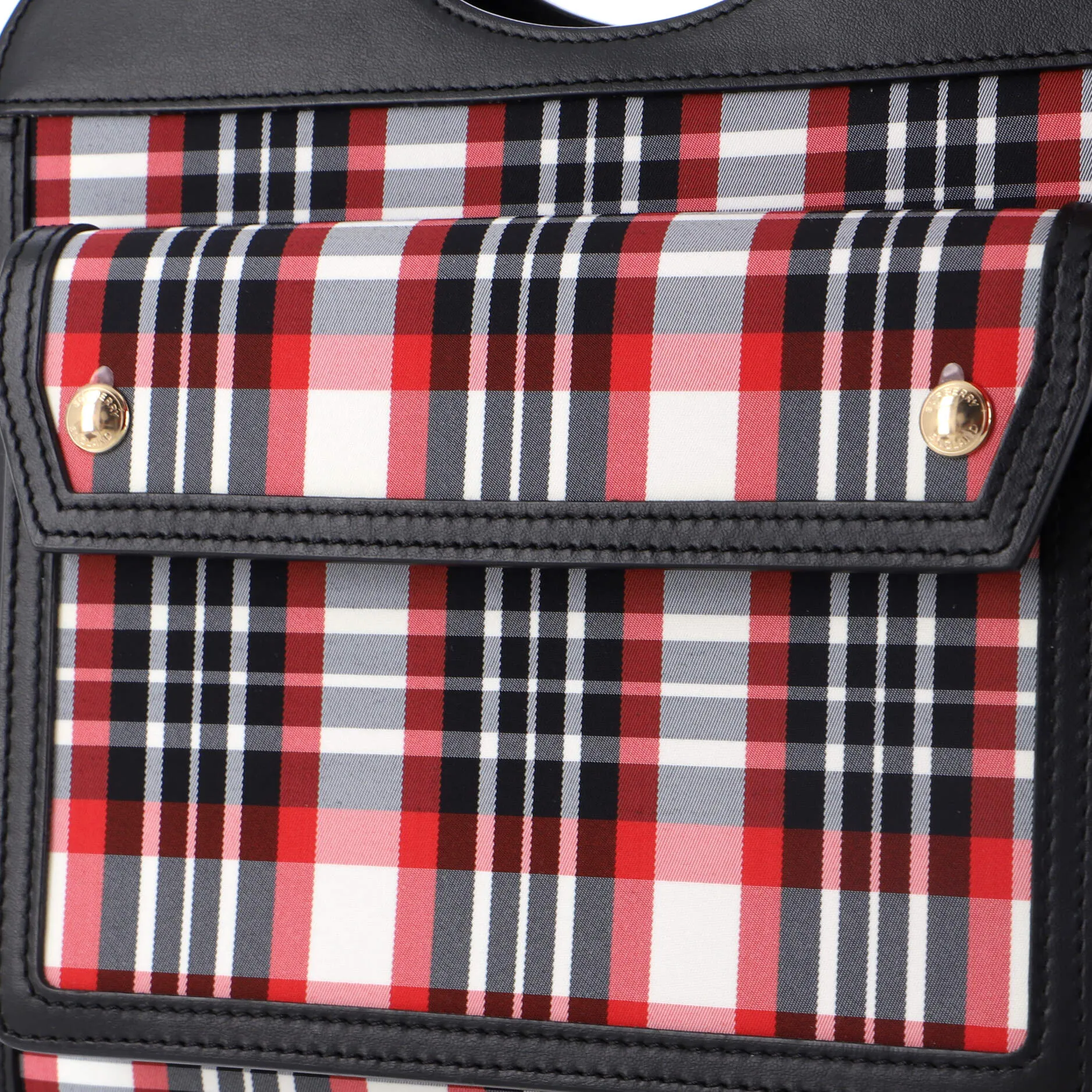 Pocket Tote Printed Nylon with Leather Mini