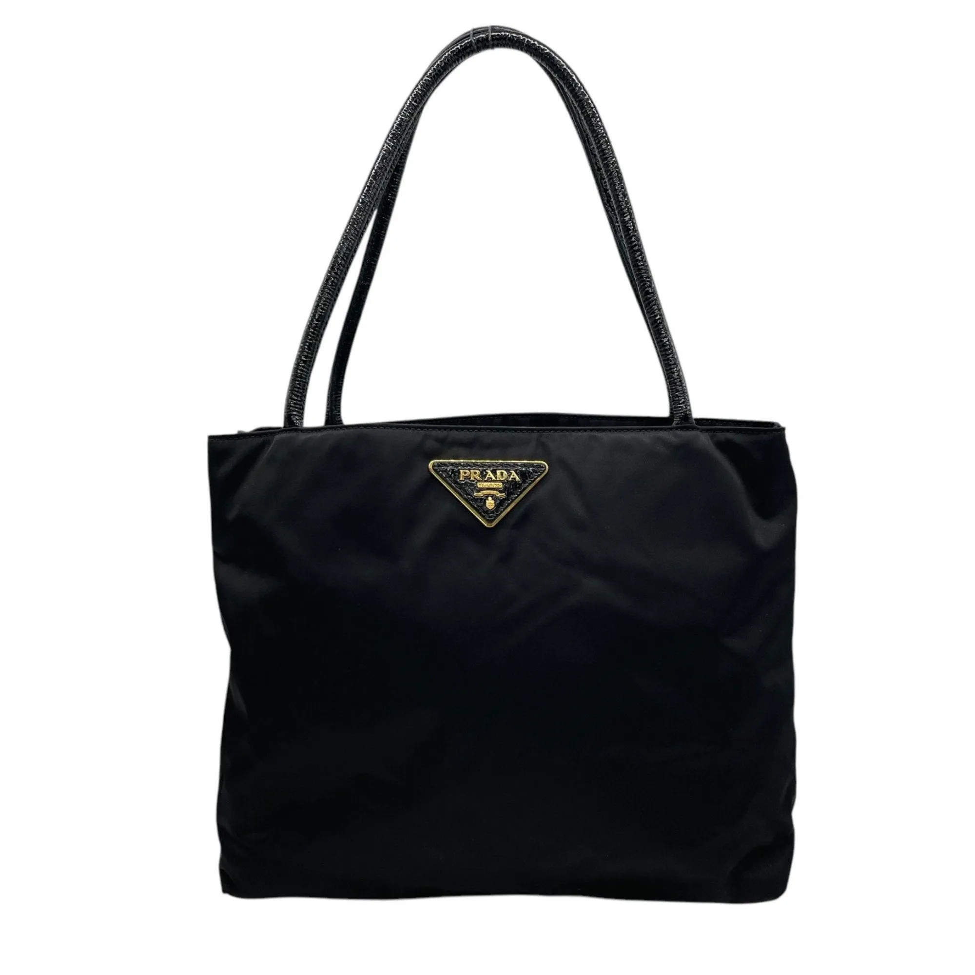 Prada Nylon Patent Leather Handbag Shoulder Bag Tote Bag (Pre-Owned)