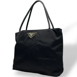 Prada Nylon Patent Leather Handbag Shoulder Bag Tote Bag (Pre-Owned)