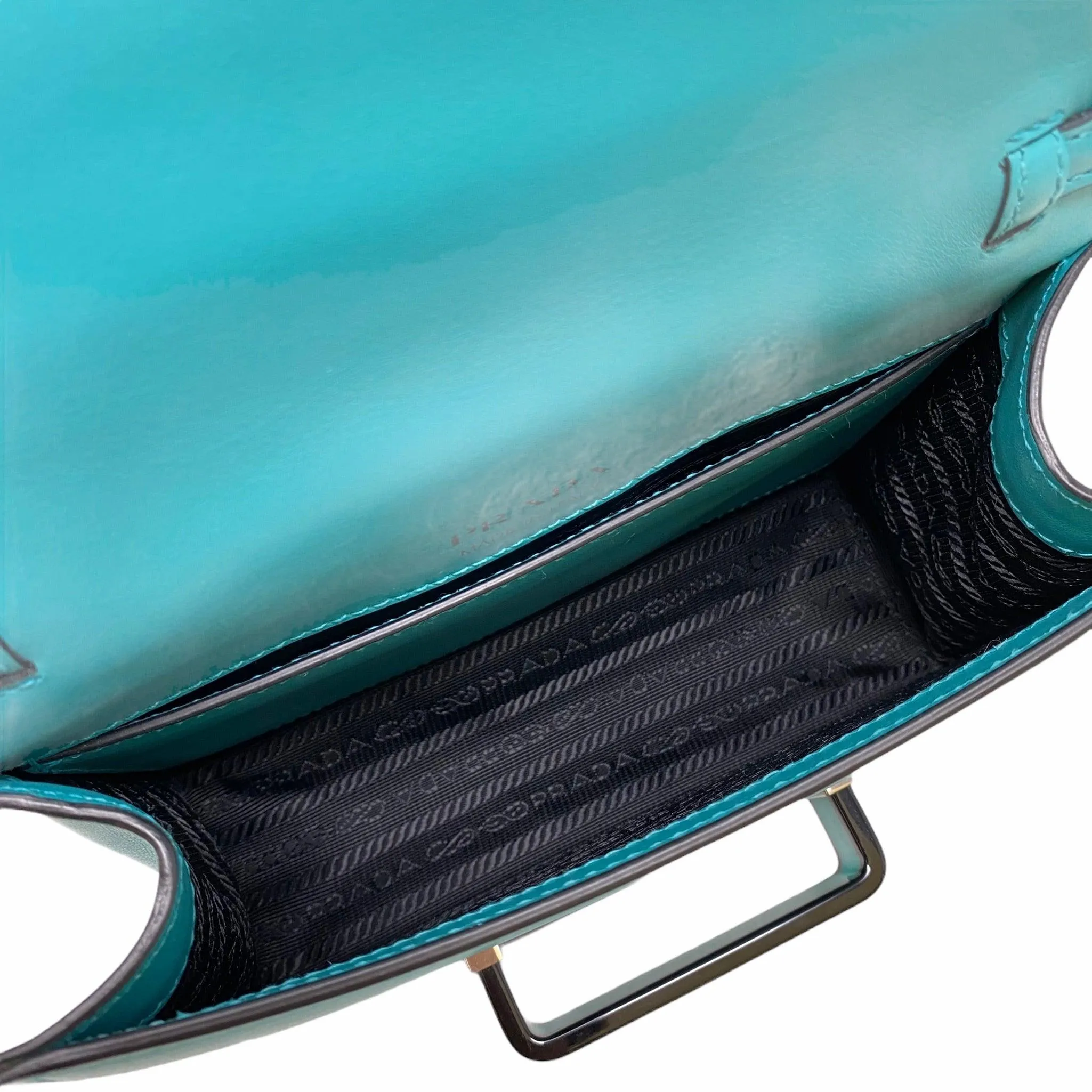 Prada Turquoise Plex Ribbon Geometric Crossbody Bag