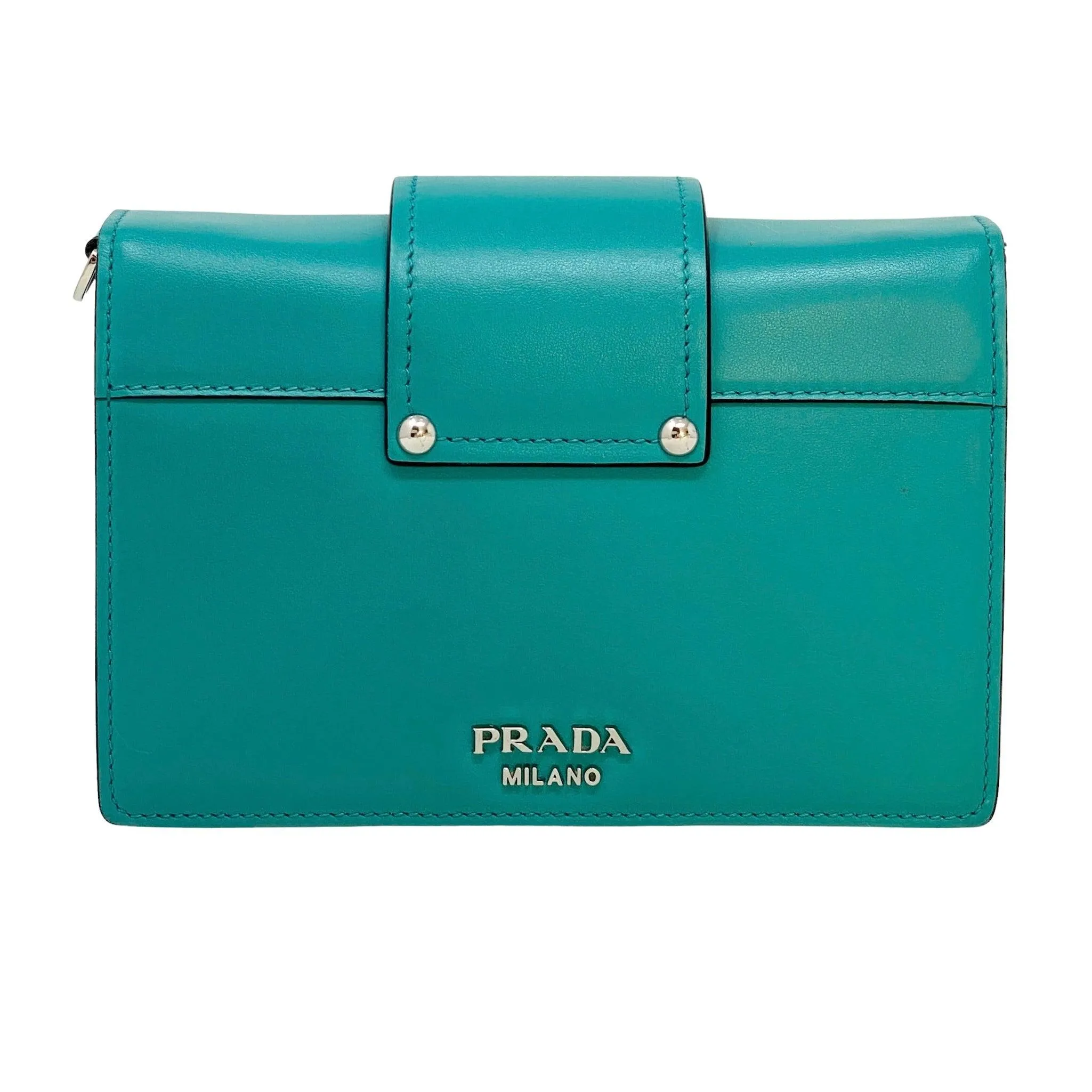 Prada Turquoise Plex Ribbon Geometric Crossbody Bag