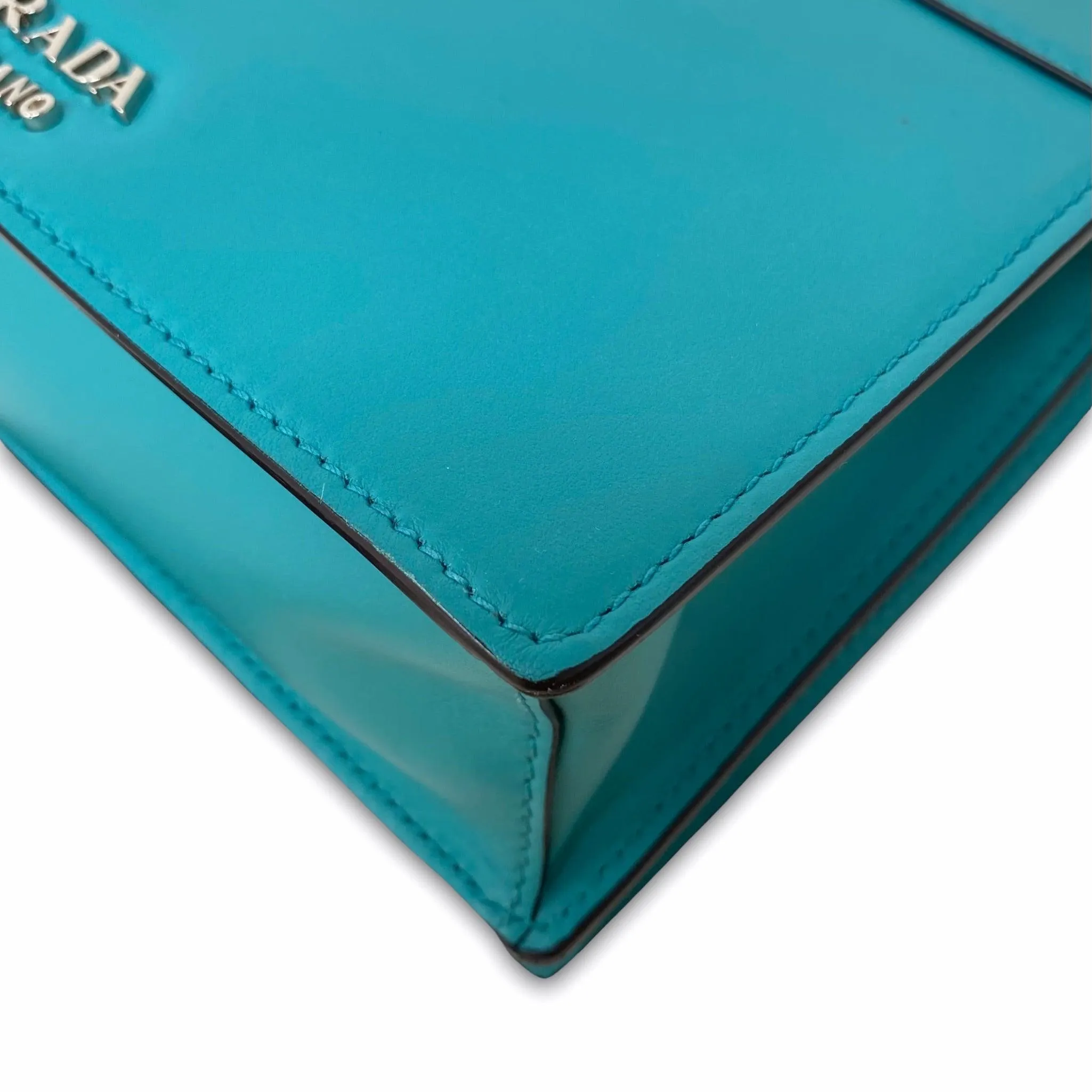 Prada Turquoise Plex Ribbon Geometric Crossbody Bag