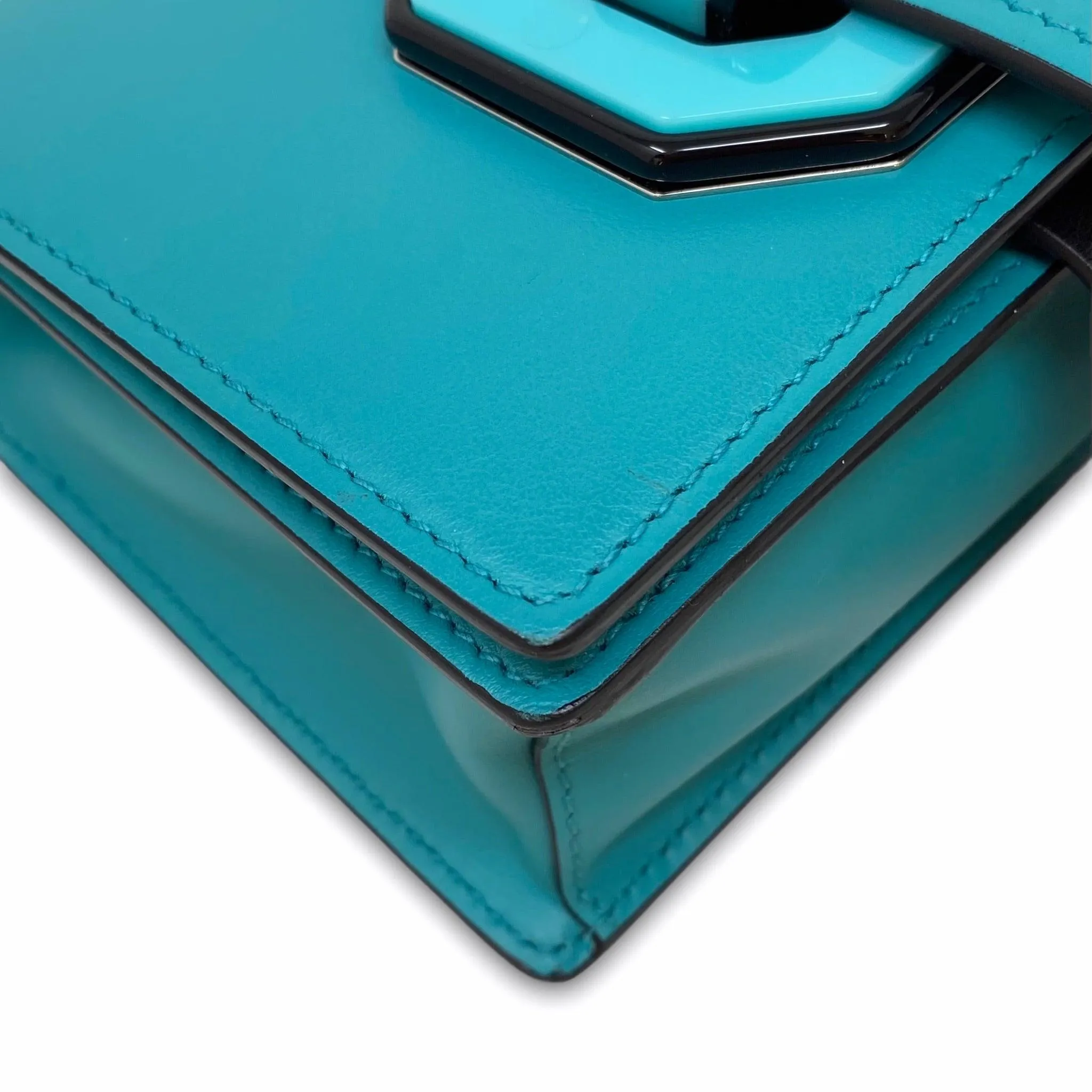 Prada Turquoise Plex Ribbon Geometric Crossbody Bag