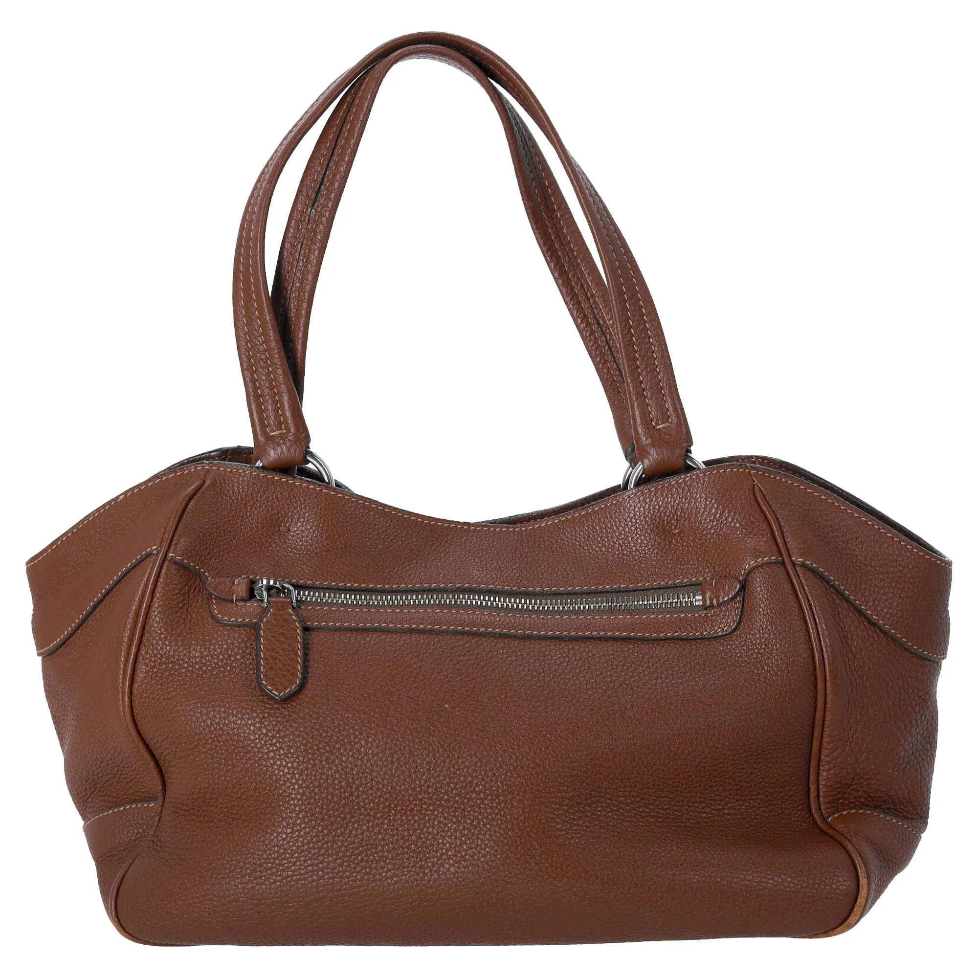 Prada Vitello Daino Small Tote in Brown Leather