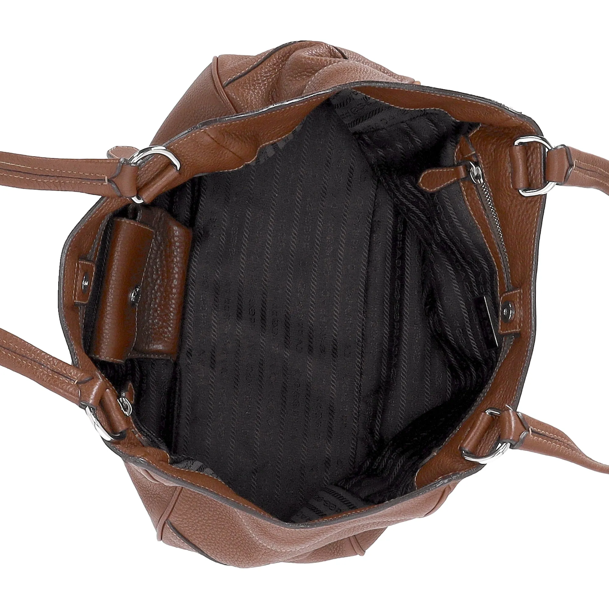 Prada Vitello Daino Small Tote in Brown Leather