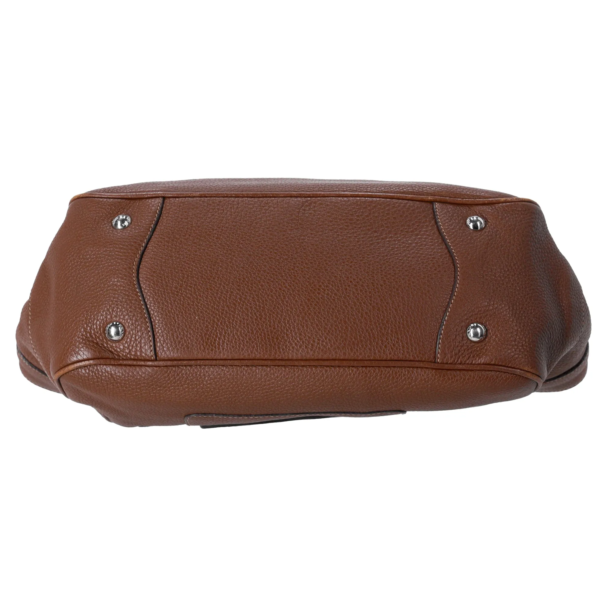 Prada Vitello Daino Small Tote in Brown Leather