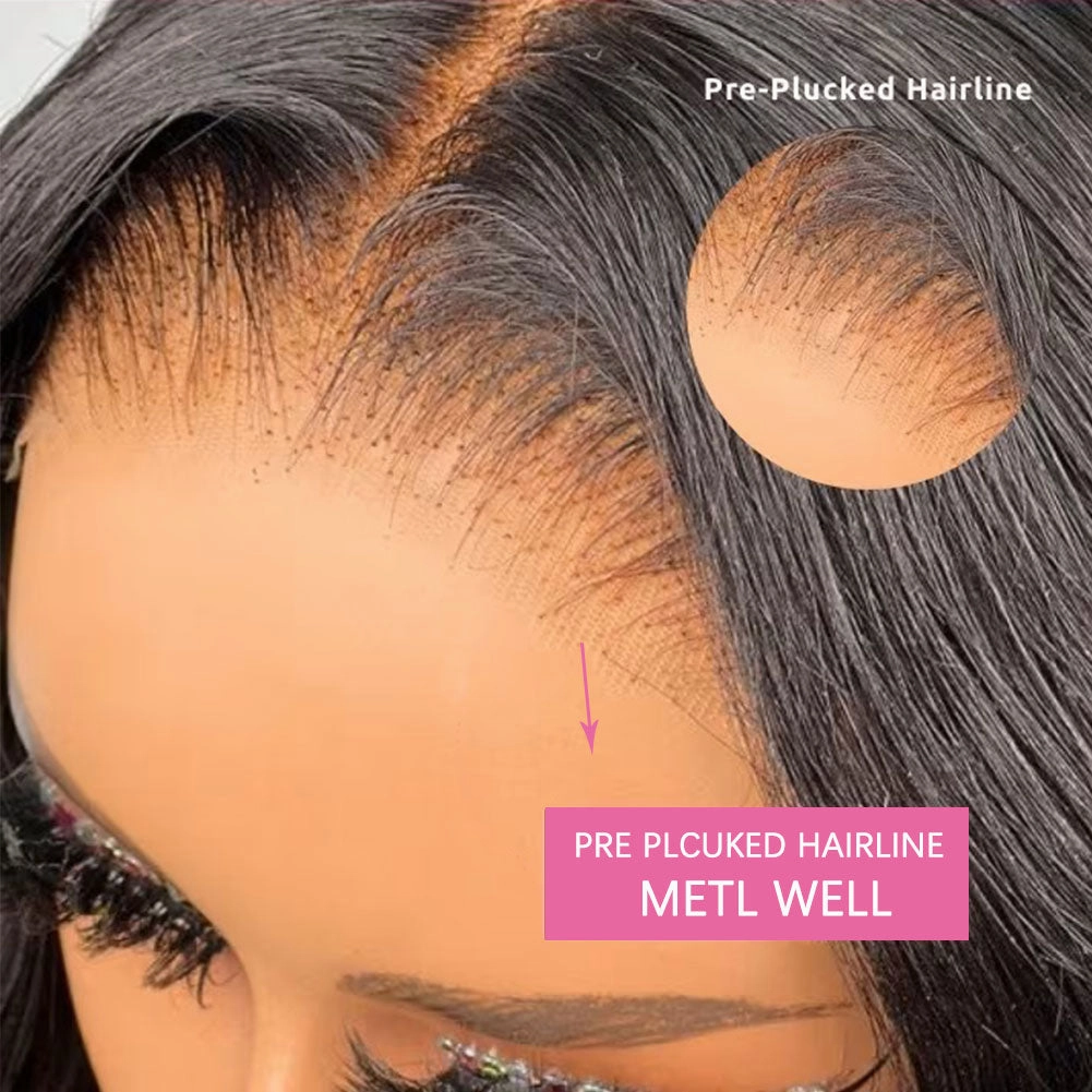 Pre-Cut Lace Glueless 6x4 Skin Melt Swiss Lace Preplucked Human Hair Wear Go Wigs Deep Curly