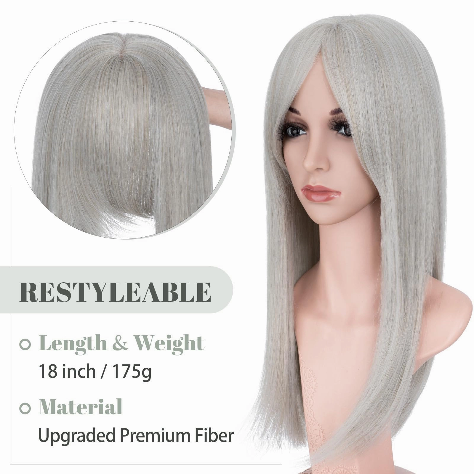Premium Synthetic Fibre Hair Topper -18 inches