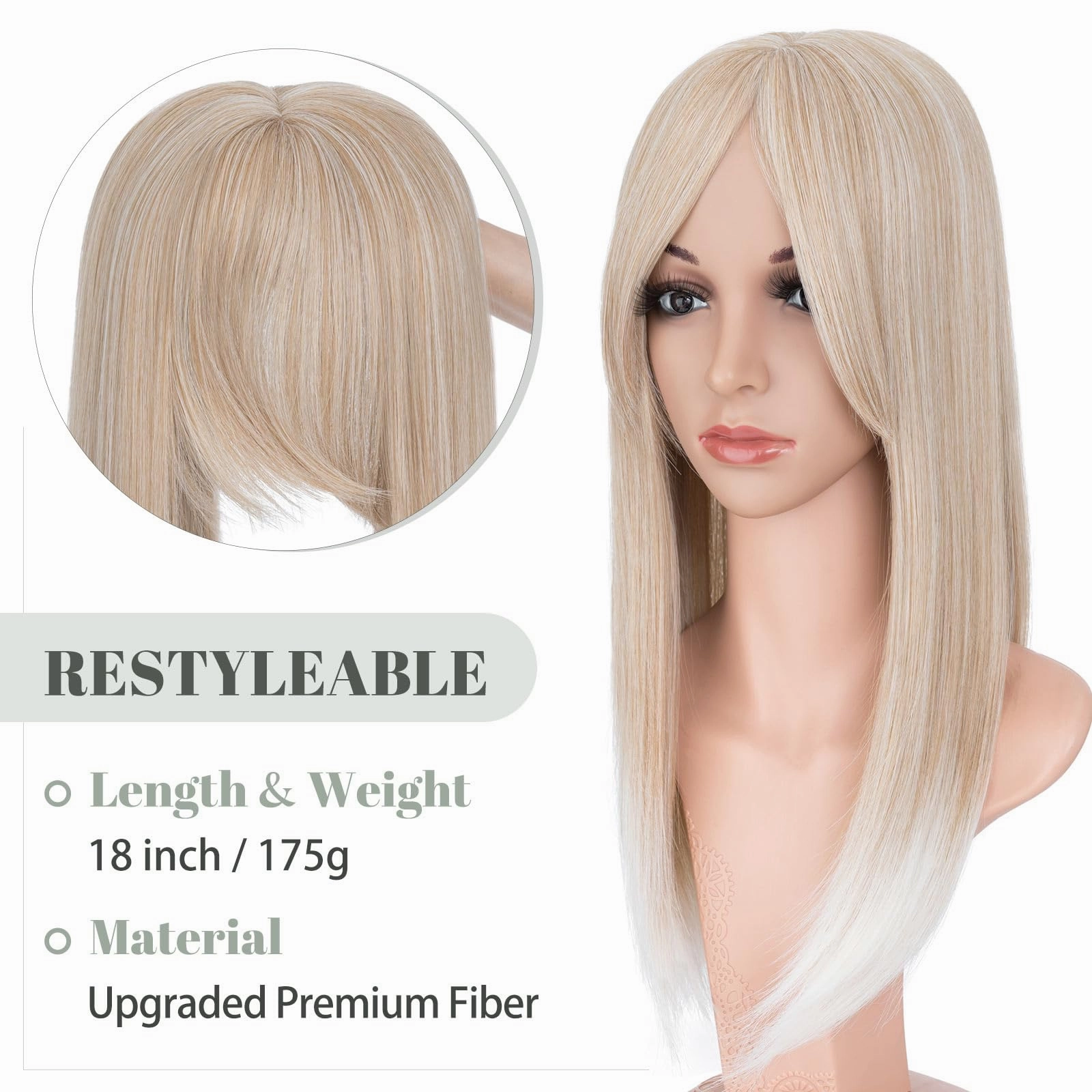Premium Synthetic Fibre Hair Topper -18 inches