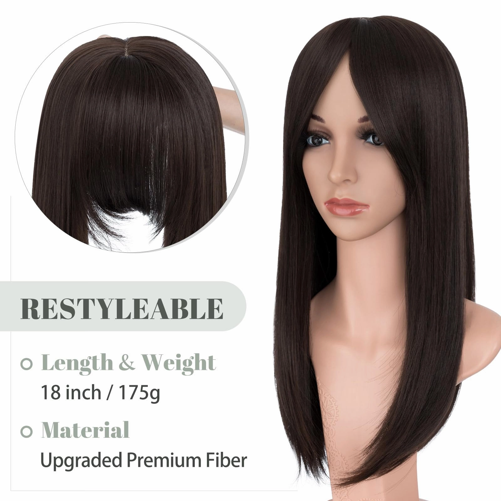 Premium Synthetic Fibre Hair Topper -18 inches