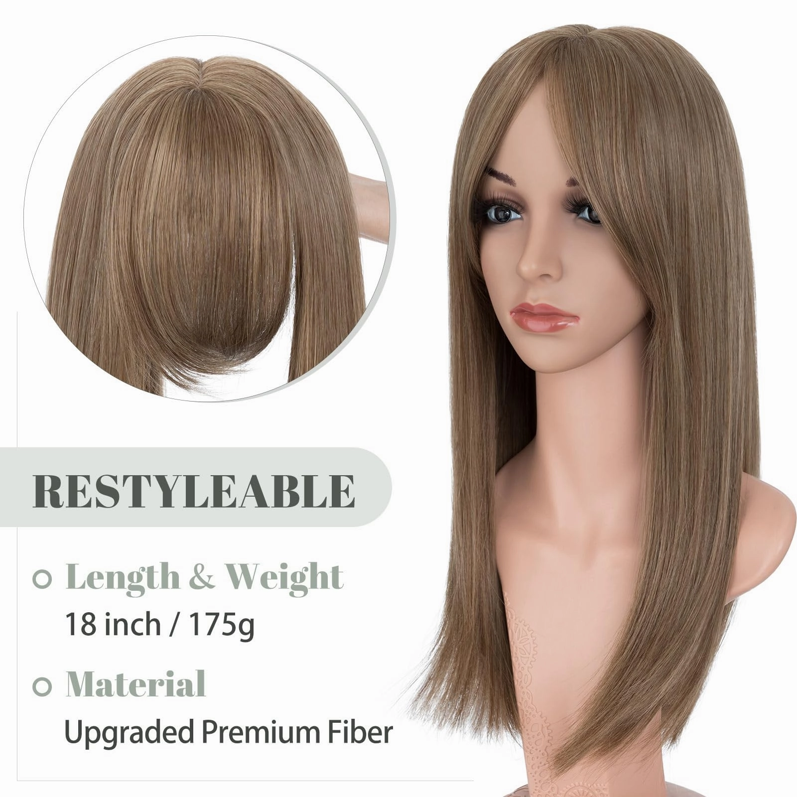 Premium Synthetic Fibre Hair Topper -18 inches