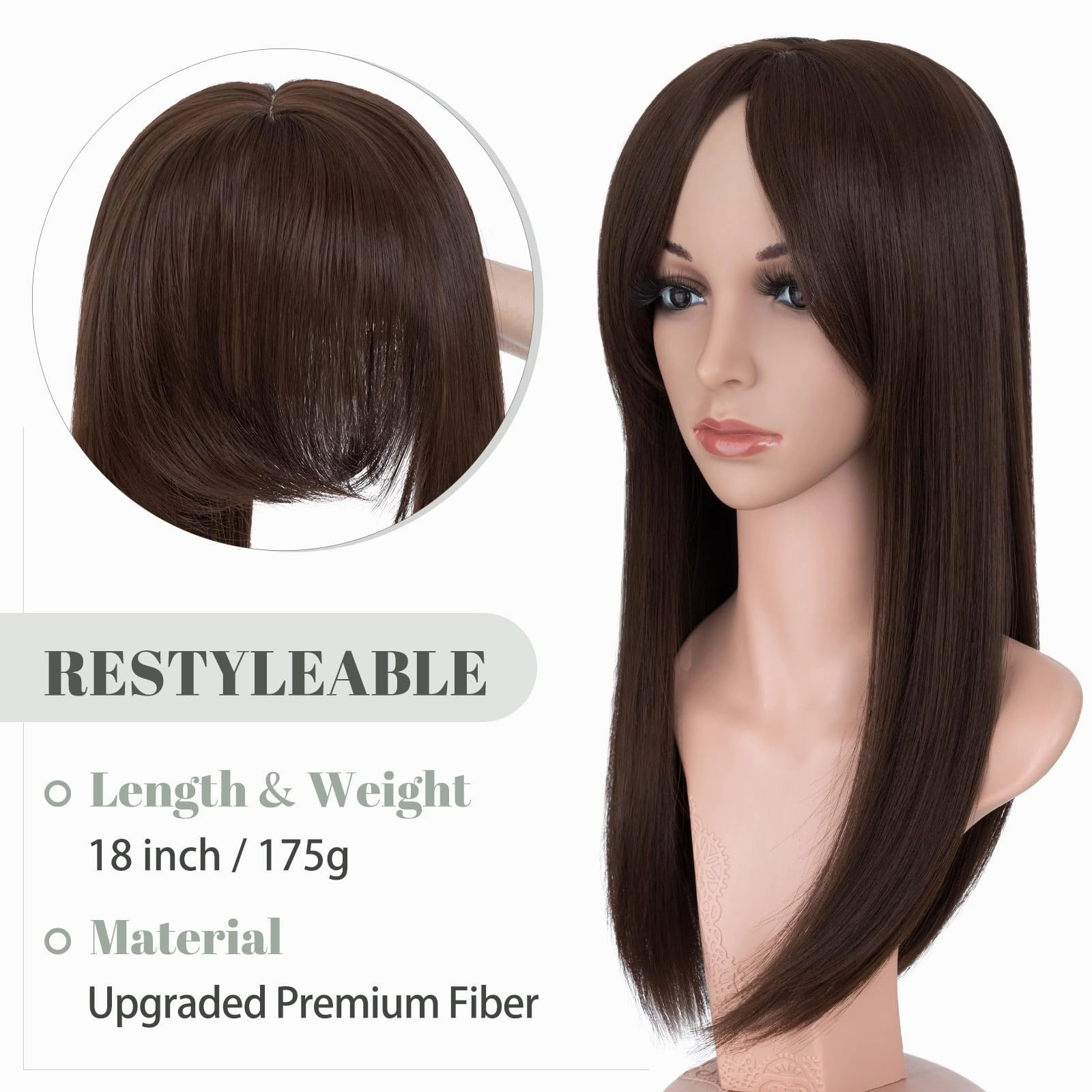 Premium Synthetic Fibre Hair Topper -18 inches