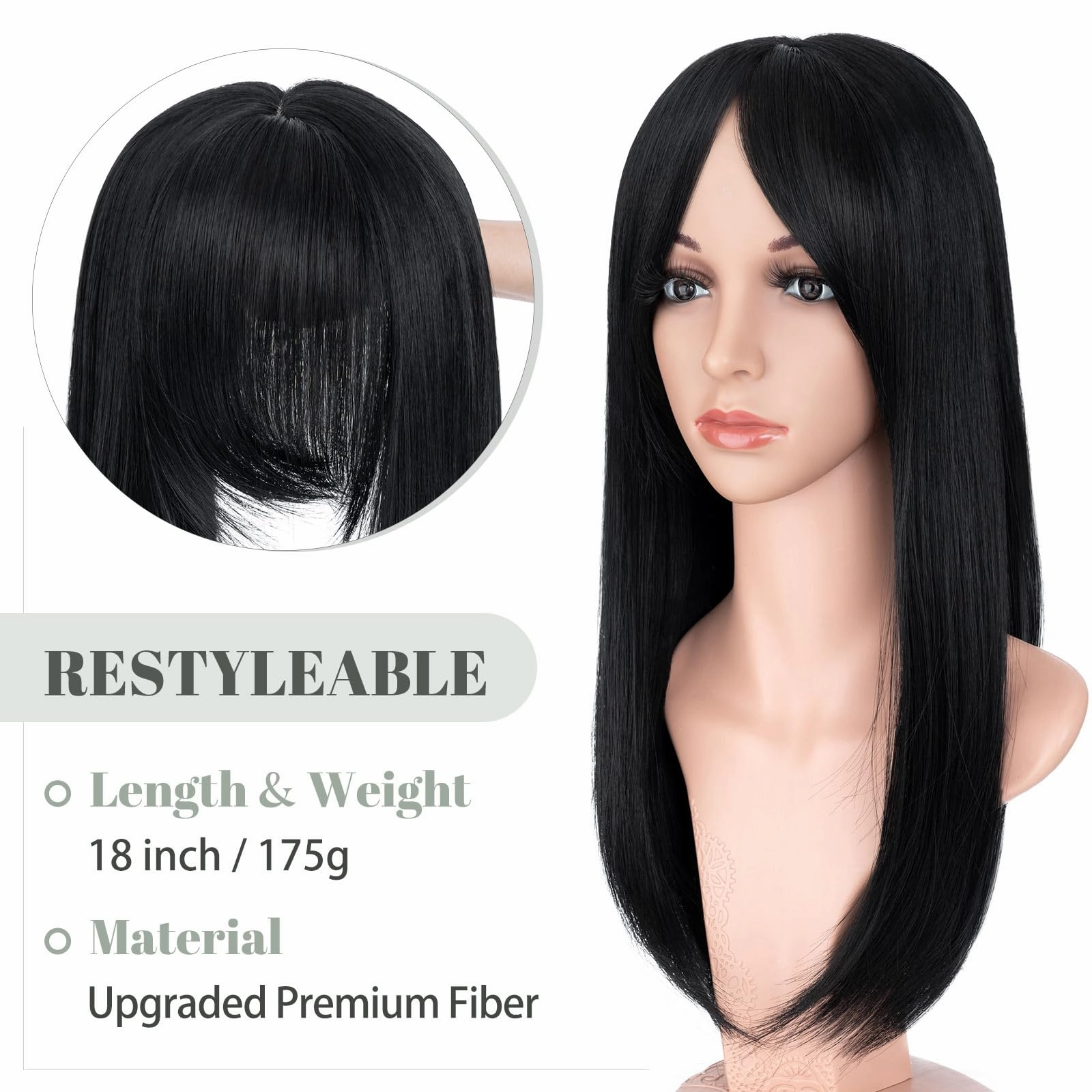 Premium Synthetic Fibre Hair Topper -18 inches