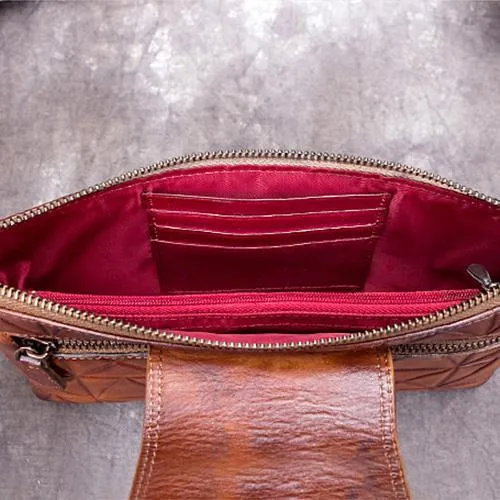Purple Leather Geometric Womens VIntage Chain Shoulder Bag Side Bag Red Chain Clutch Purse for Ladies
