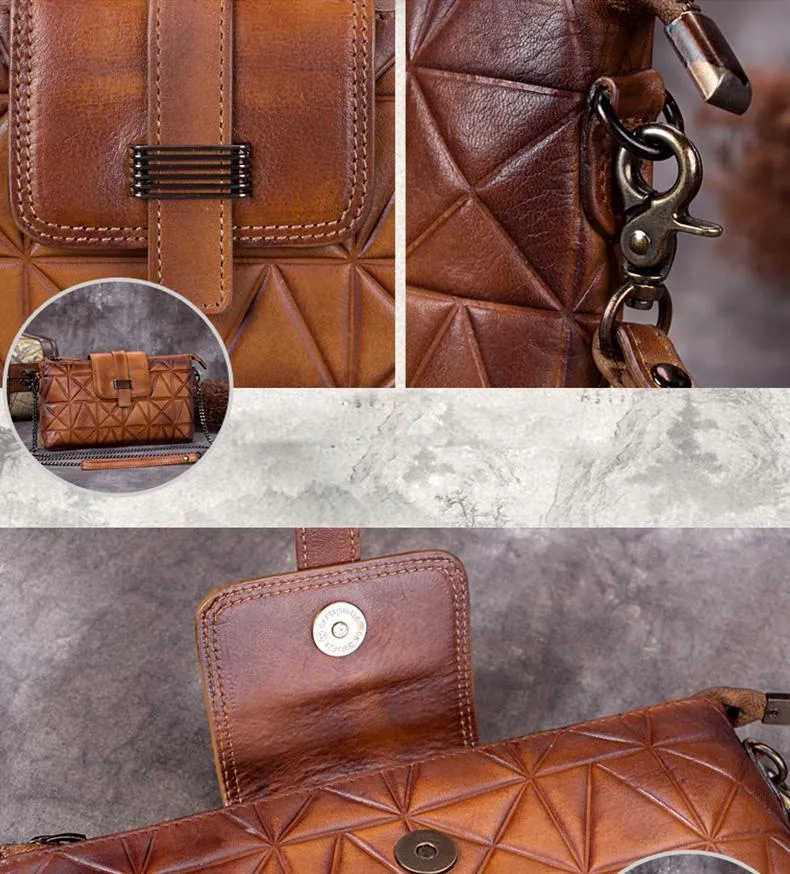 Purple Leather Geometric Womens VIntage Chain Shoulder Bag Side Bag Red Chain Clutch Purse for Ladies