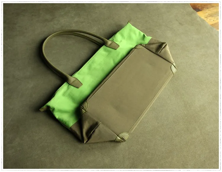 Purple Womens Nylon Shoulder Handbag Womens Nylon Contrast Color Purple Shoulder Work Purse Nylon for Ladies