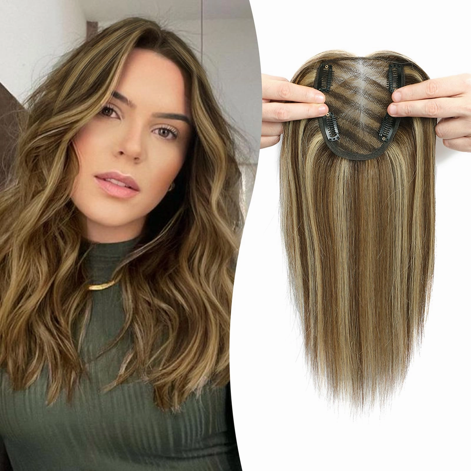 Real Human Hair Handmade Swiss Base Hair Topper
