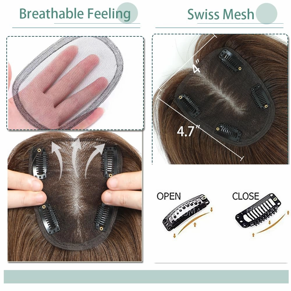 Real Human Hair Handmade Swiss Base Hair Topper