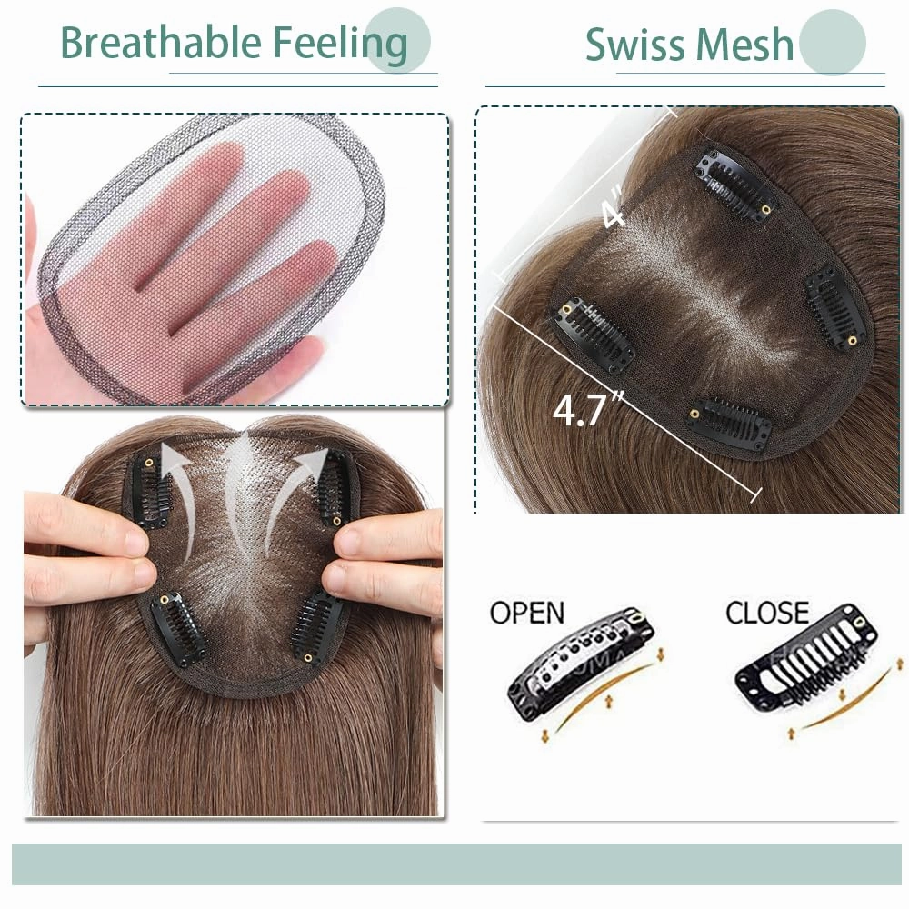Real Human Hair Handmade Swiss Base Hair Topper