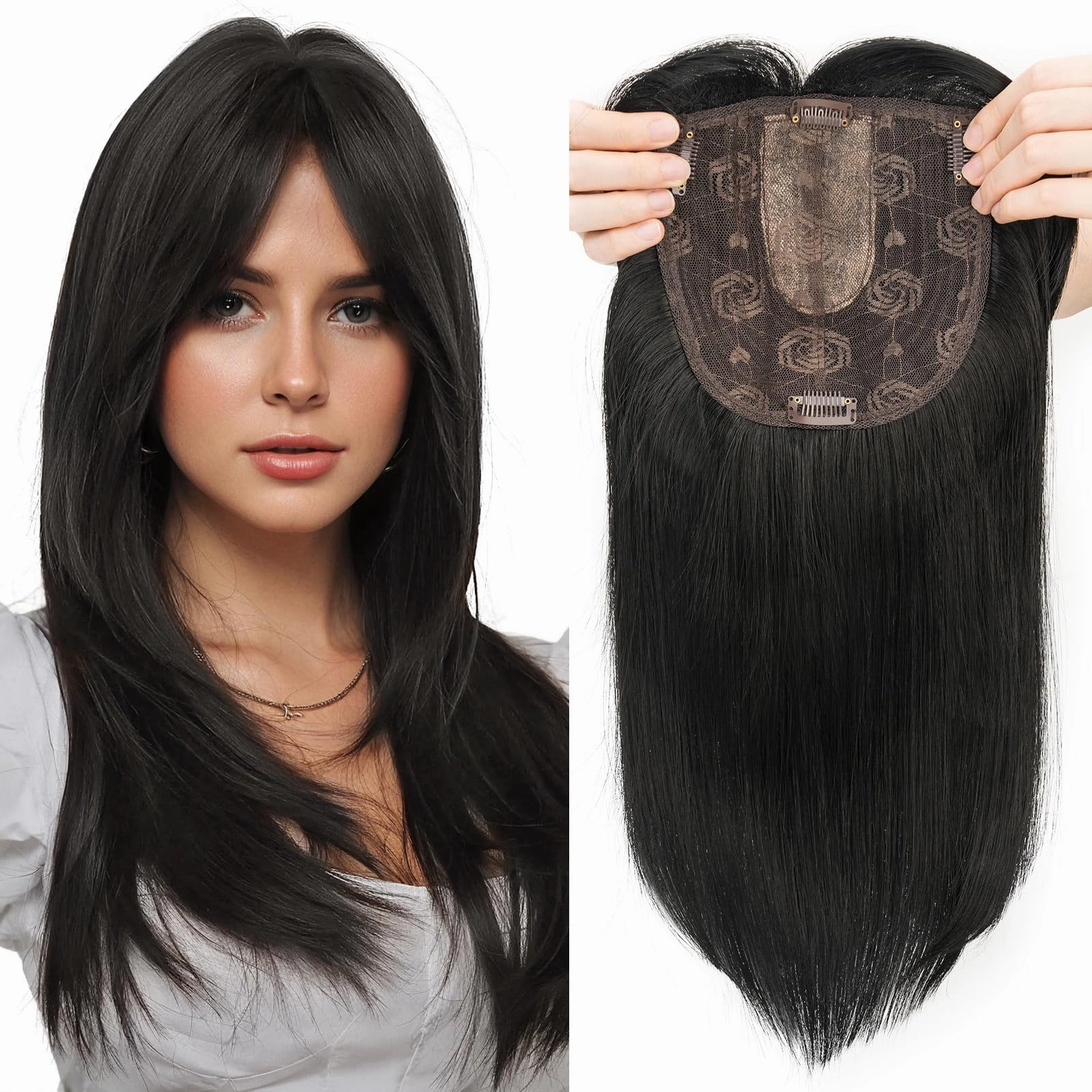 Realistic Synthetic Hair Topper Clip in -14 inches