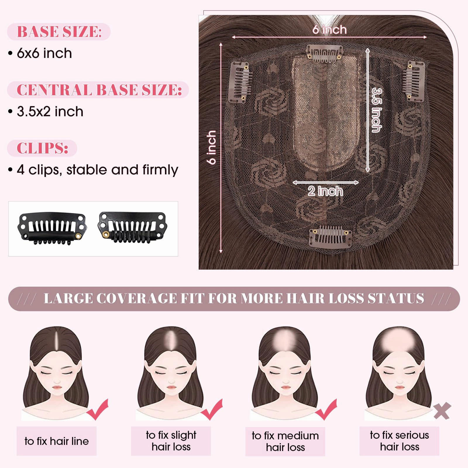Realistic Synthetic Hair Topper Clip in -14 inches